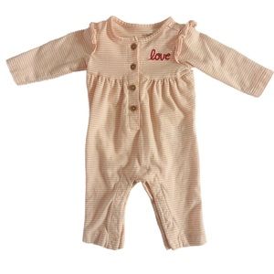 💖5/$25 SALE💖 0-3M Carter's Baby Girl Pink Striped Embroidered Love One-Piece